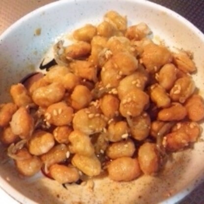 揚げた大豆とじゃこがカリカリでおいしかったです！
タレもおいしかったので、ぜひまた作りたいと思います。